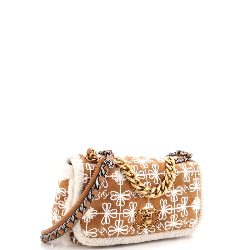 Chanel 19 Flap Bag Embroidered Suede