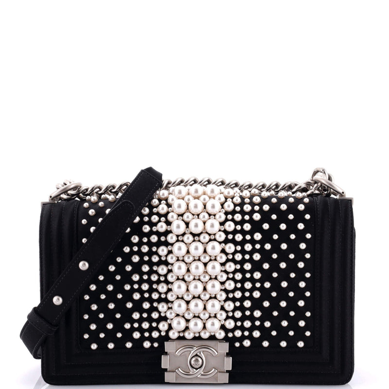 Chanel Boy Flap Bag Pearl Embellished