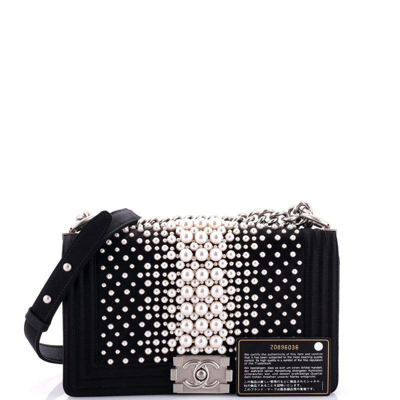 Chanel Boy Flap Bag Pearl Embellished
