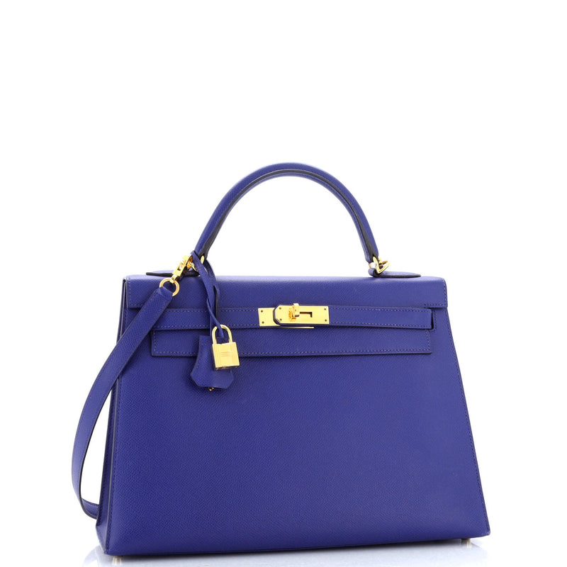 Hermes Kelly Handbag Bleu Electrique