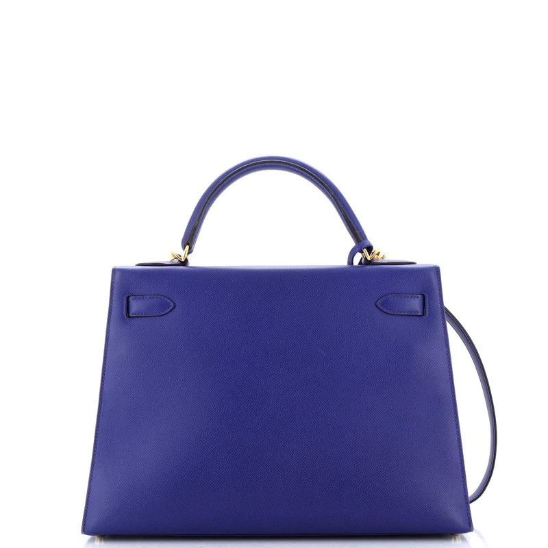 Hermes Kelly Handbag Bleu Electrique