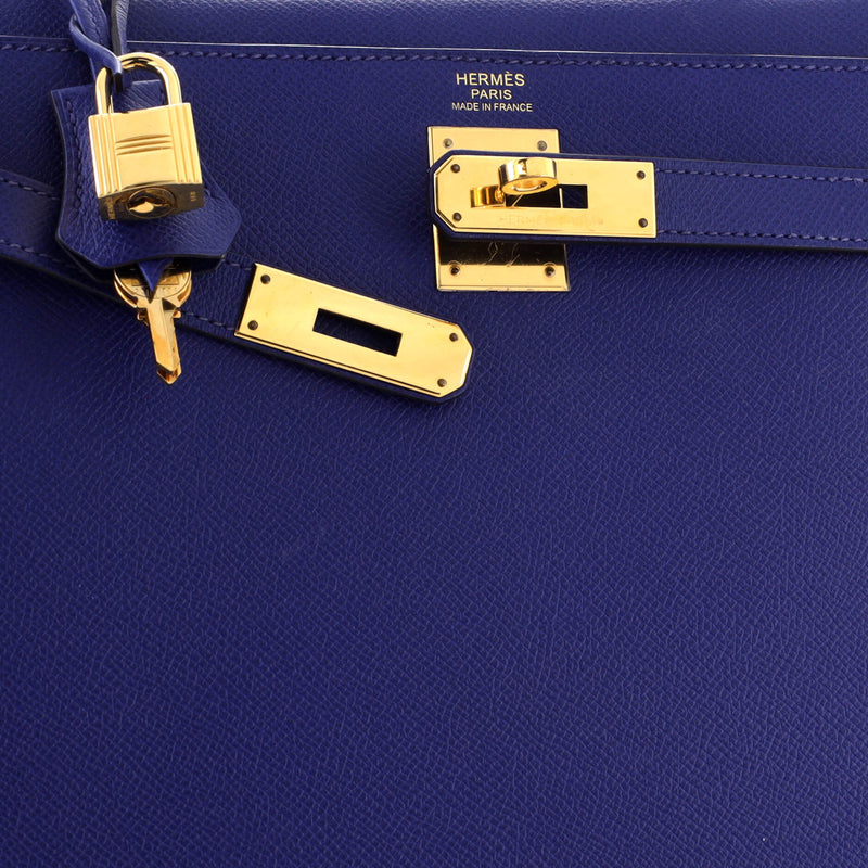 Hermes Kelly Handbag Bleu Electrique