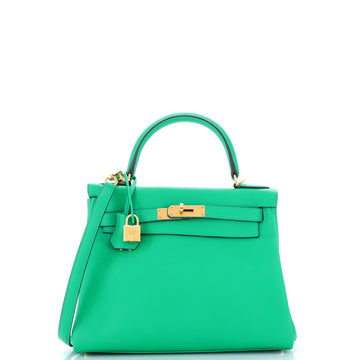 Hermes Kelly Handbag Menthe Evercolor