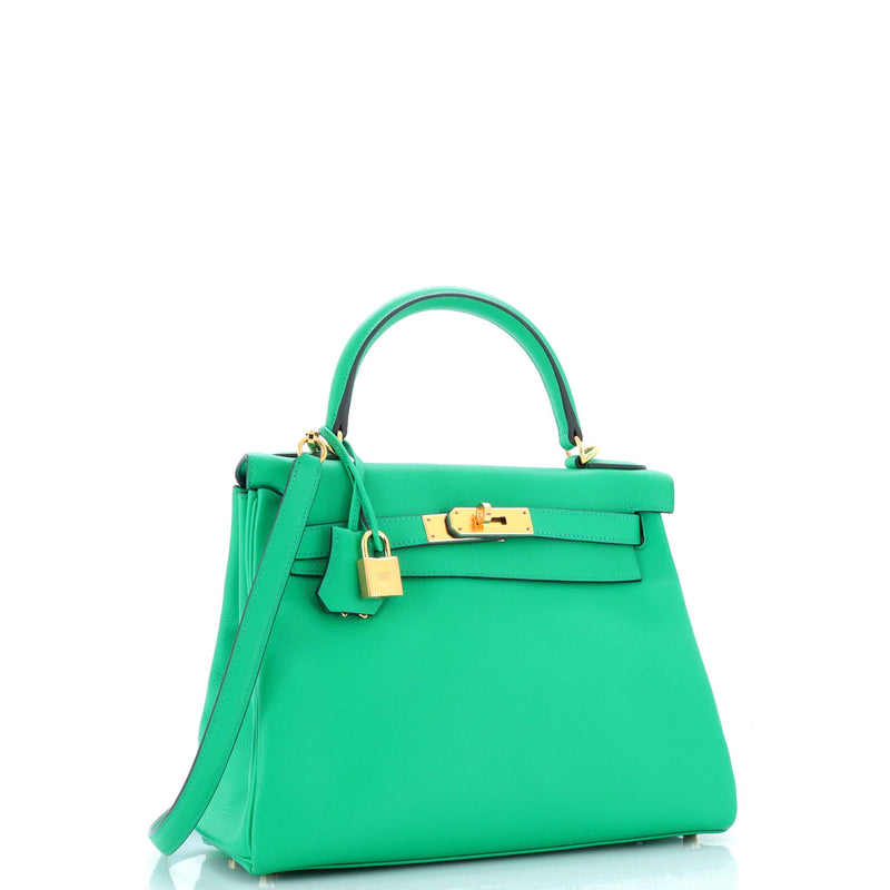 Hermes Kelly Handbag Menthe Evercolor