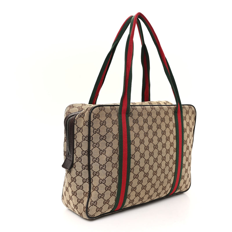 Gucci Web Carry On Tote Dark Brown