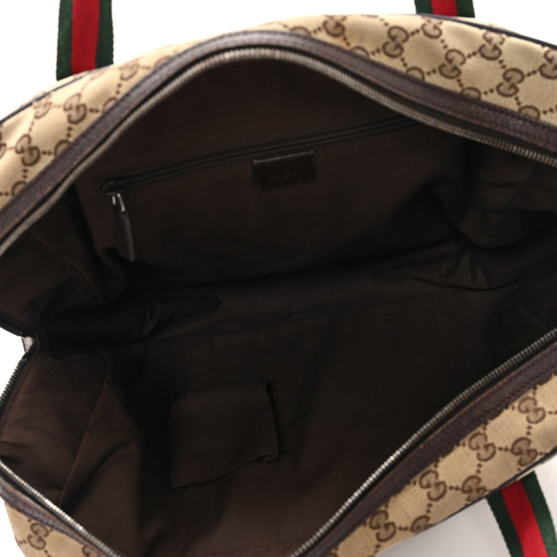 Gucci Web Carry On Tote Dark Brown