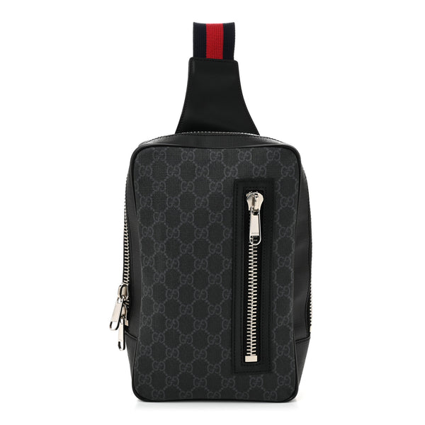 Gucci Gg Supreme Web Belt Bag Black Grey