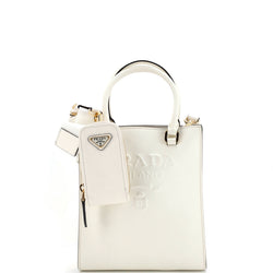 Prada Lux Embossed Logo Tote Saffiano