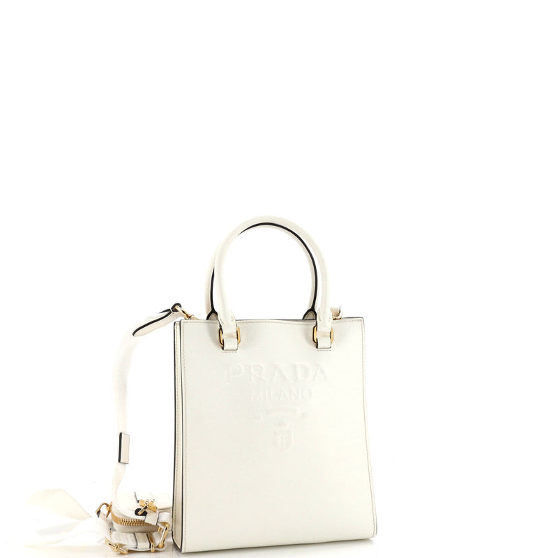 Prada Lux Embossed Logo Tote Saffiano