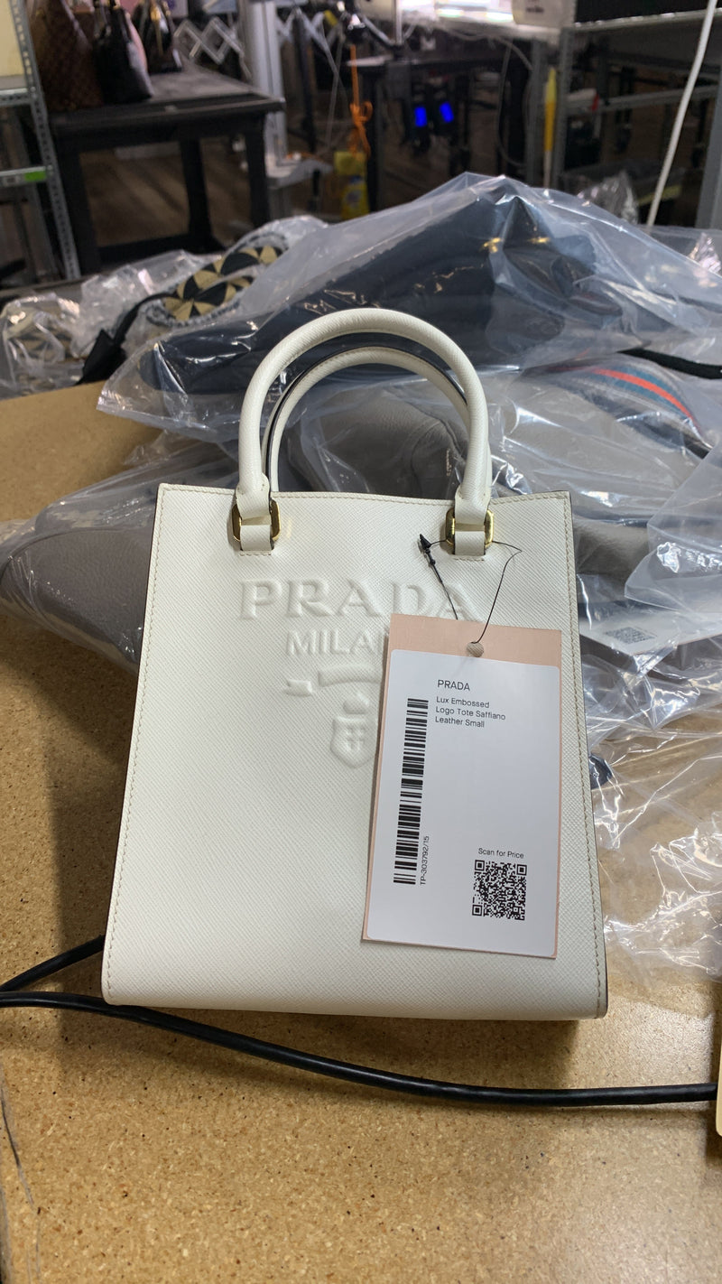 Prada Lux Embossed Logo Tote Saffiano