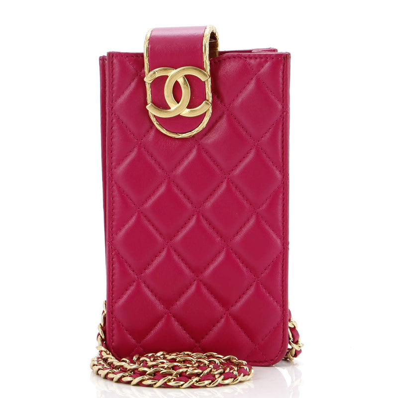 Chanel Quilt Metal Edge Cc Phone Holder