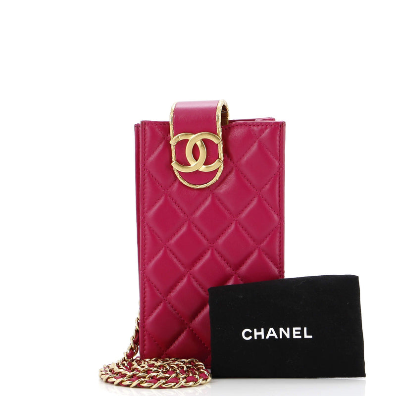 Chanel Quilt Metal Edge Cc Phone Holder