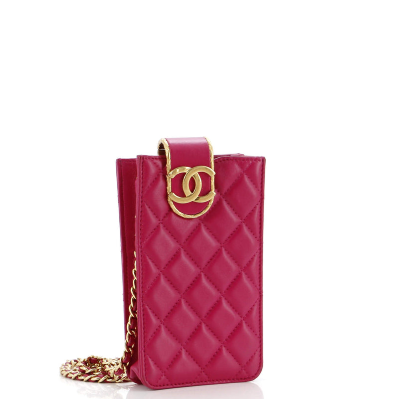 Chanel Quilt Metal Edge Cc Phone Holder