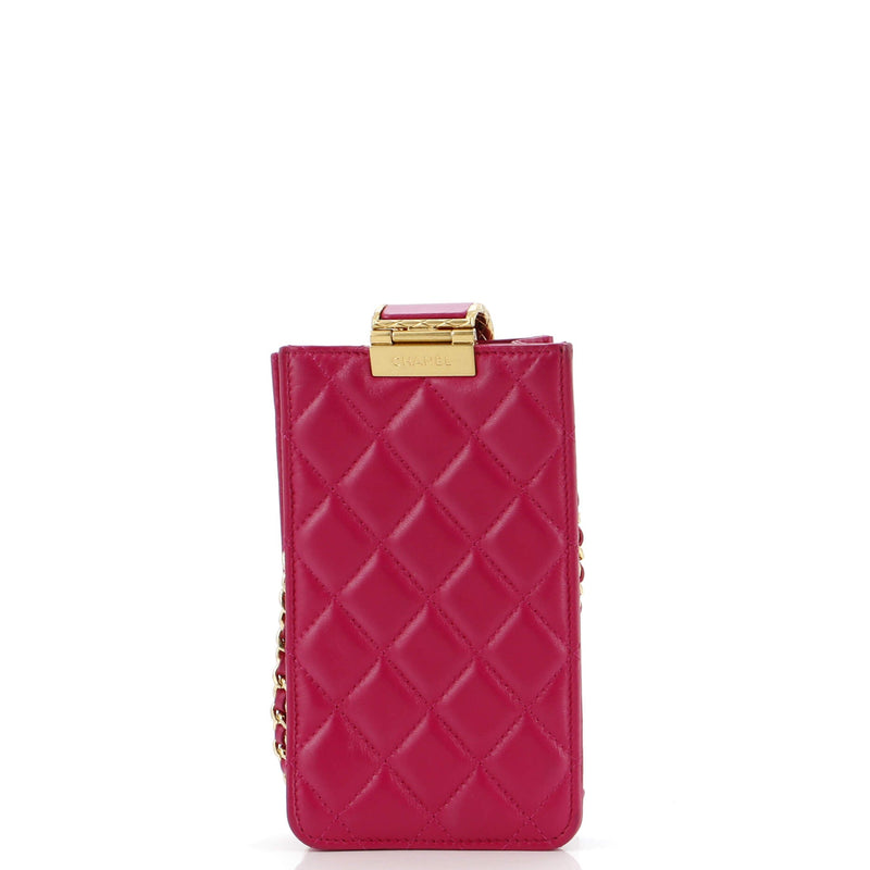 Chanel Quilt Metal Edge Cc Phone Holder
