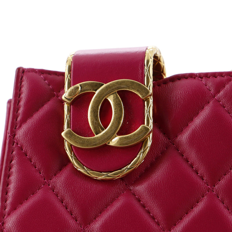 Chanel Quilt Metal Edge Cc Phone Holder