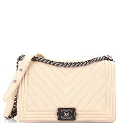 Chanel Boy Flap Bag Chevron Caviar New