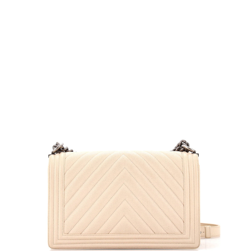 Chanel Boy Flap Bag Chevron Caviar New