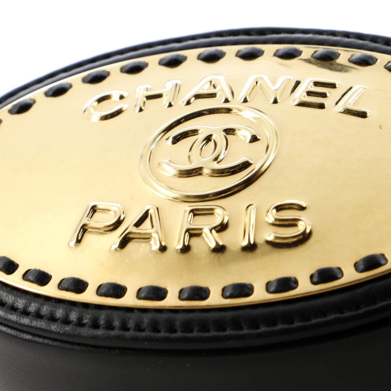 Chanel Logo Plate Oval Clutch With Chain