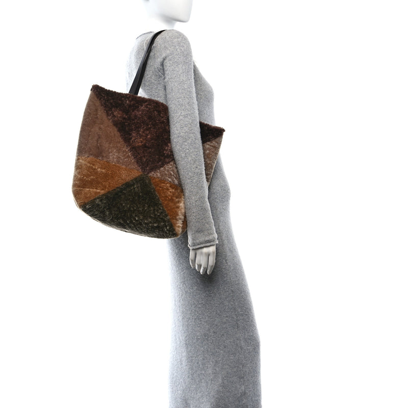 Loewe Shearling Large Puzzle Fold Tote