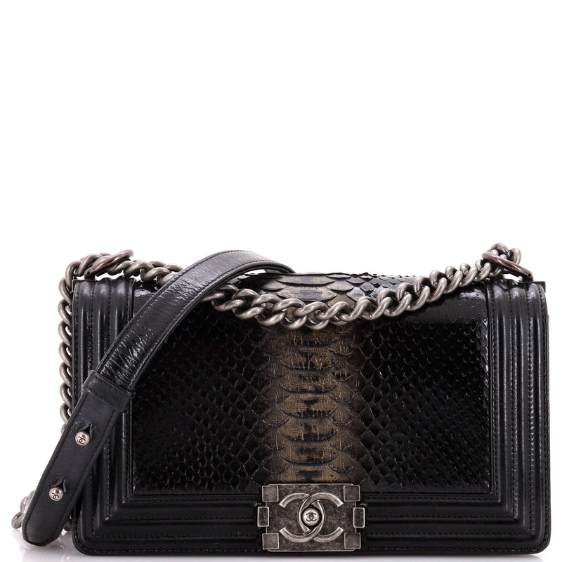 Chanel Boy Flap Bag Python And Patent