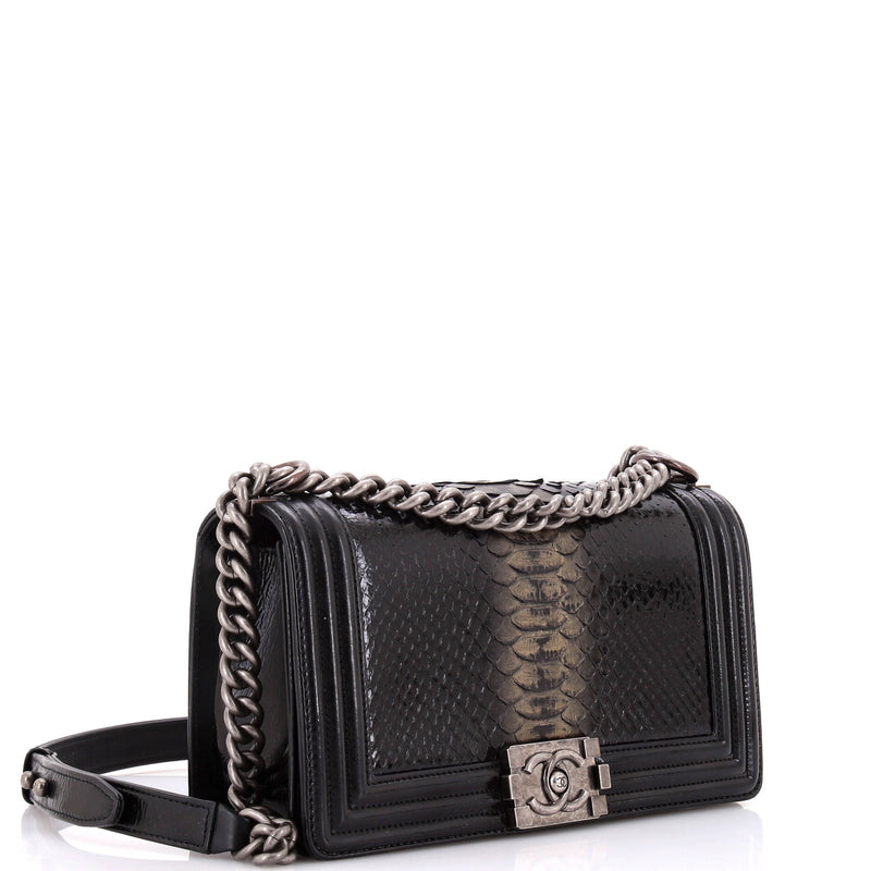 Chanel Boy Flap Bag Python And Patent