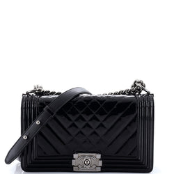 Chanel Boy Flap Bag Chevron Patent Old