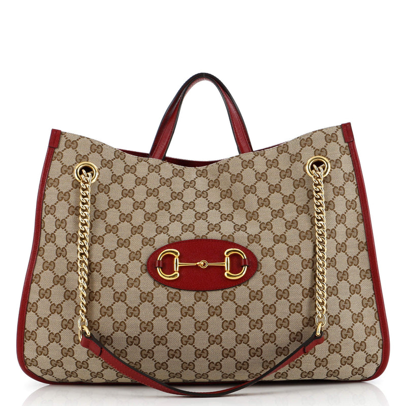 Gucci Horsebit Chain Tote Gg Canvas