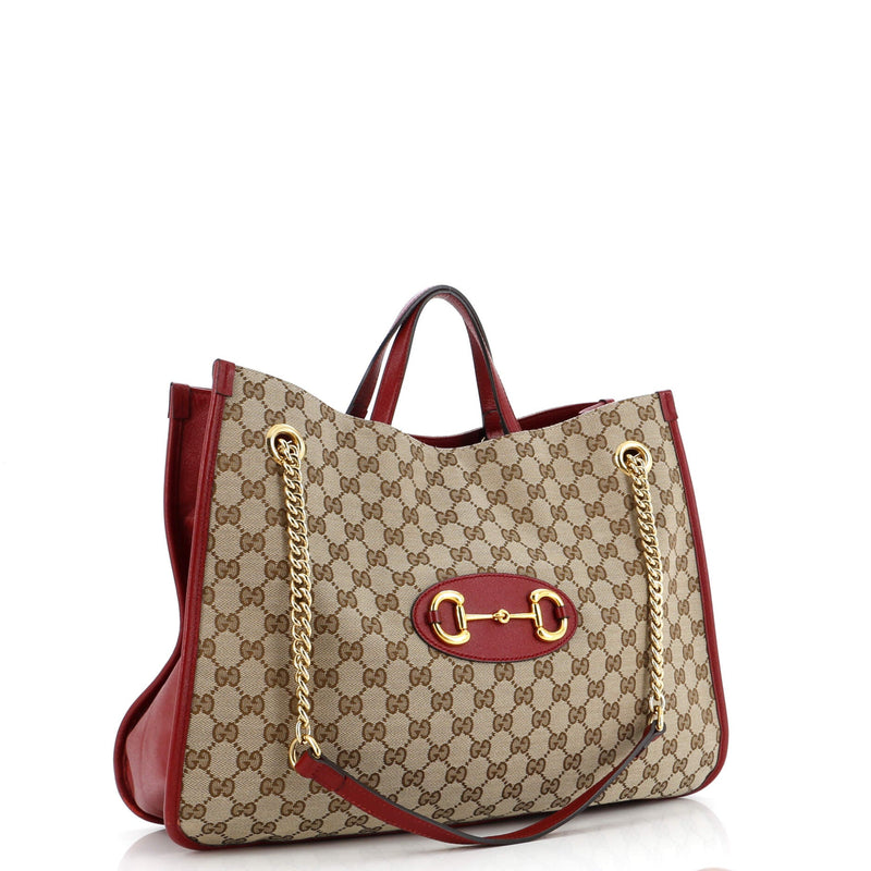 Gucci Horsebit Chain Tote Gg Canvas