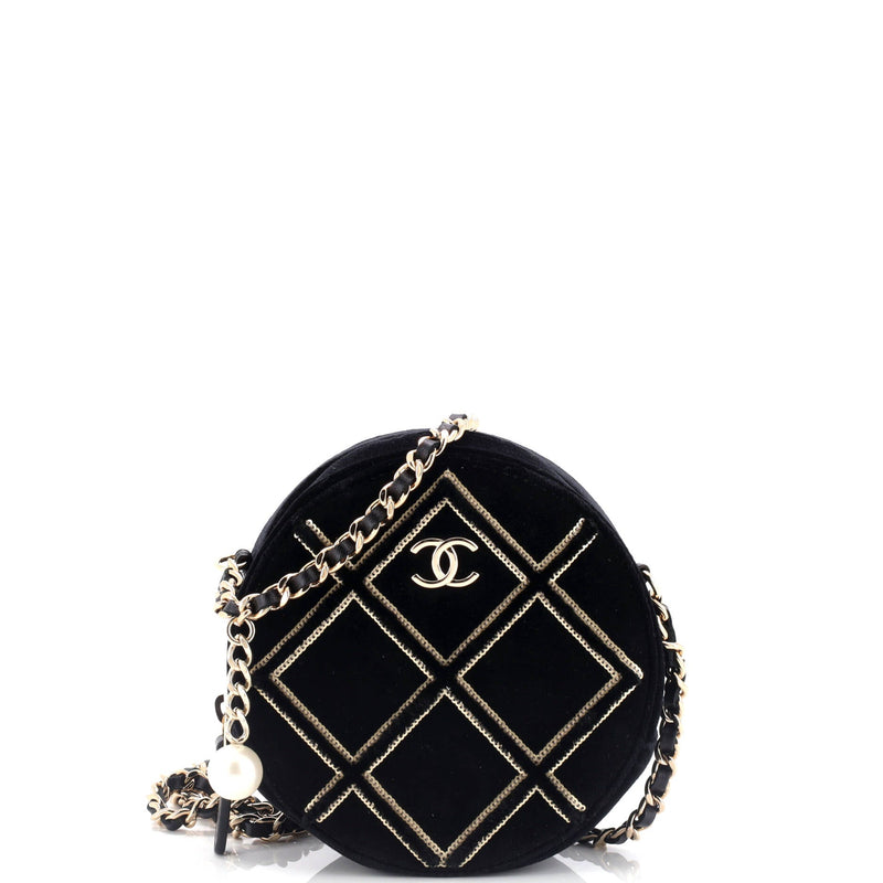 Chanel Round Clutch With Chain Quilted