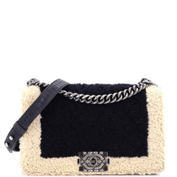 Chanel Boy Flap Bag Shearling Old Medium