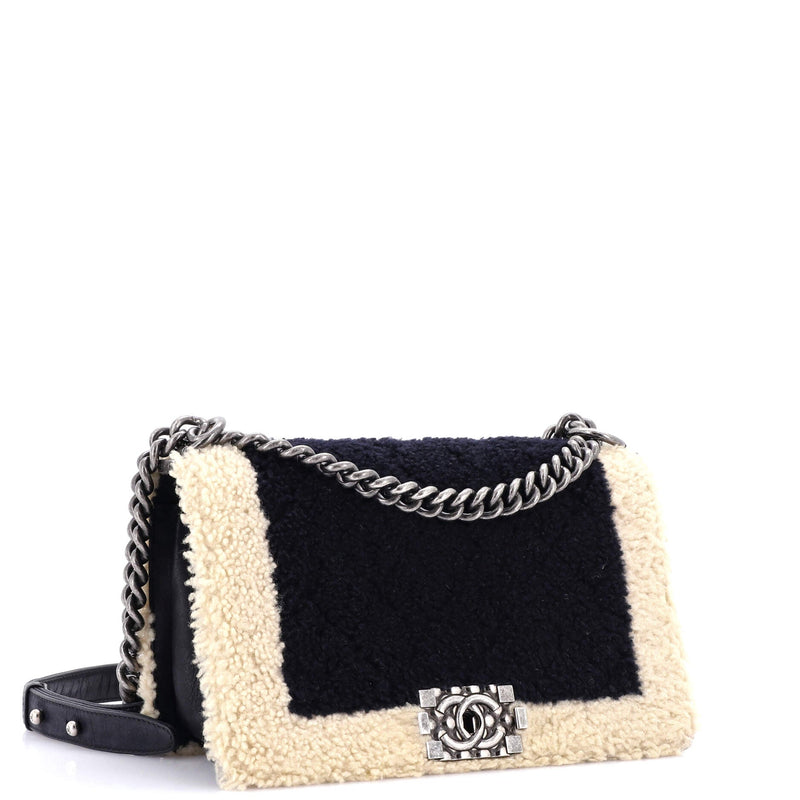Chanel Boy Flap Bag Shearling Old Medium