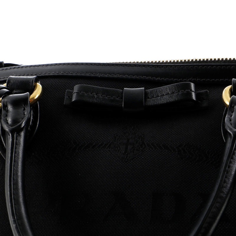 Prada Logo Convertible Zip Tote Canvas