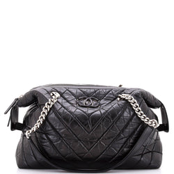 Chanel Cc Bowling Bag Chevron Aged