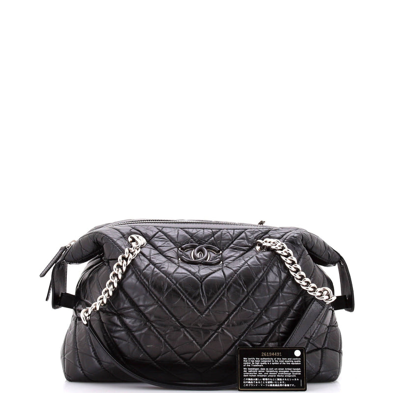 Chanel Cc Bowling Bag Chevron Aged