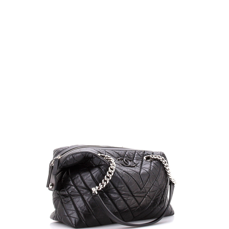 Chanel Cc Bowling Bag Chevron Aged