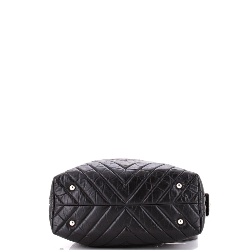 Chanel Cc Bowling Bag Chevron Aged
