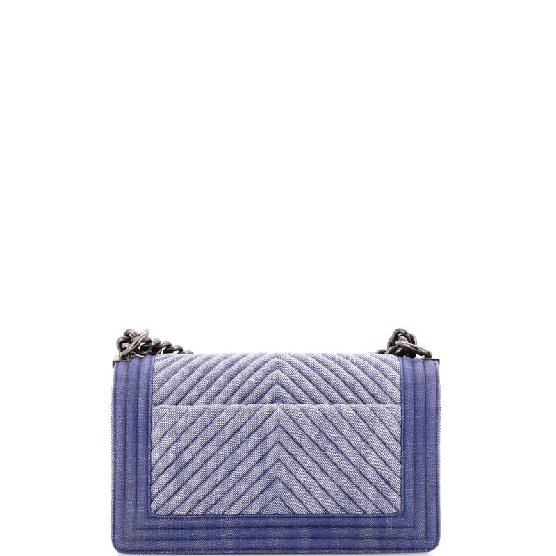 Chanel Boy Flap Bag Chevron Denim Old