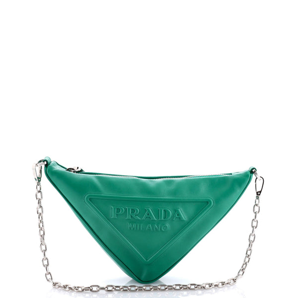 Prada Triangle Logo Zip Chain Crossbody