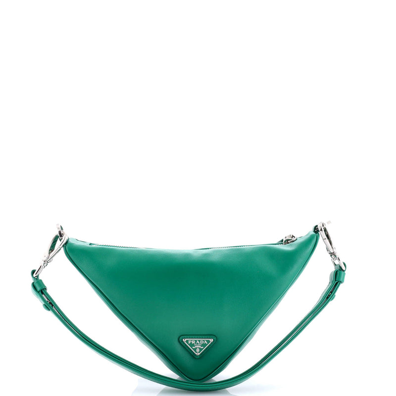 Prada Triangle Logo Zip Chain Crossbody