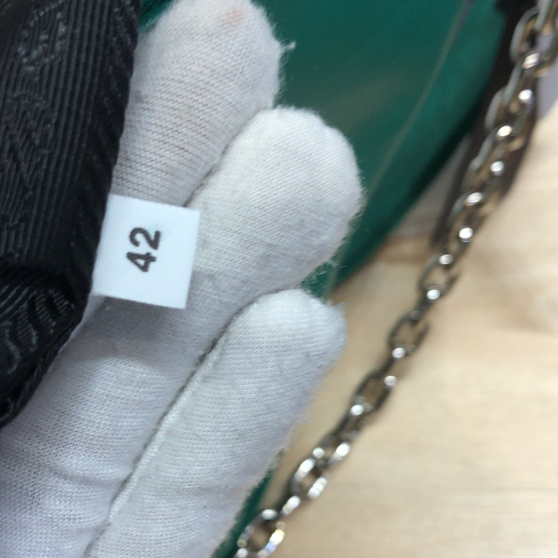 Prada Triangle Logo Zip Chain Crossbody