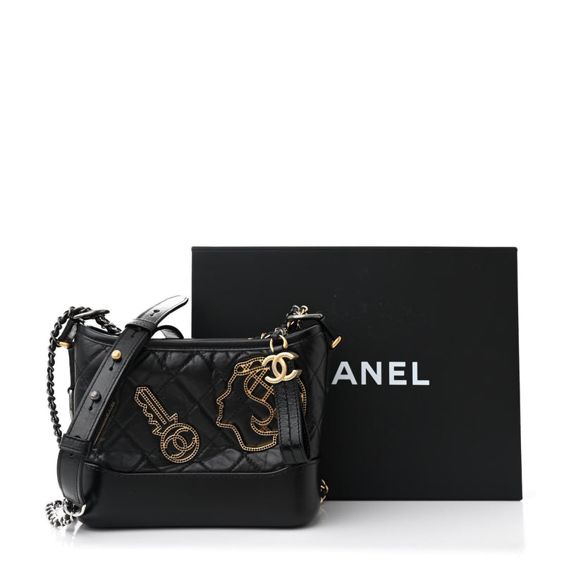 Chanel Aged Calfskin Quilted Charms