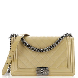 Chanel Boy Flap Bag Chevron Patent New