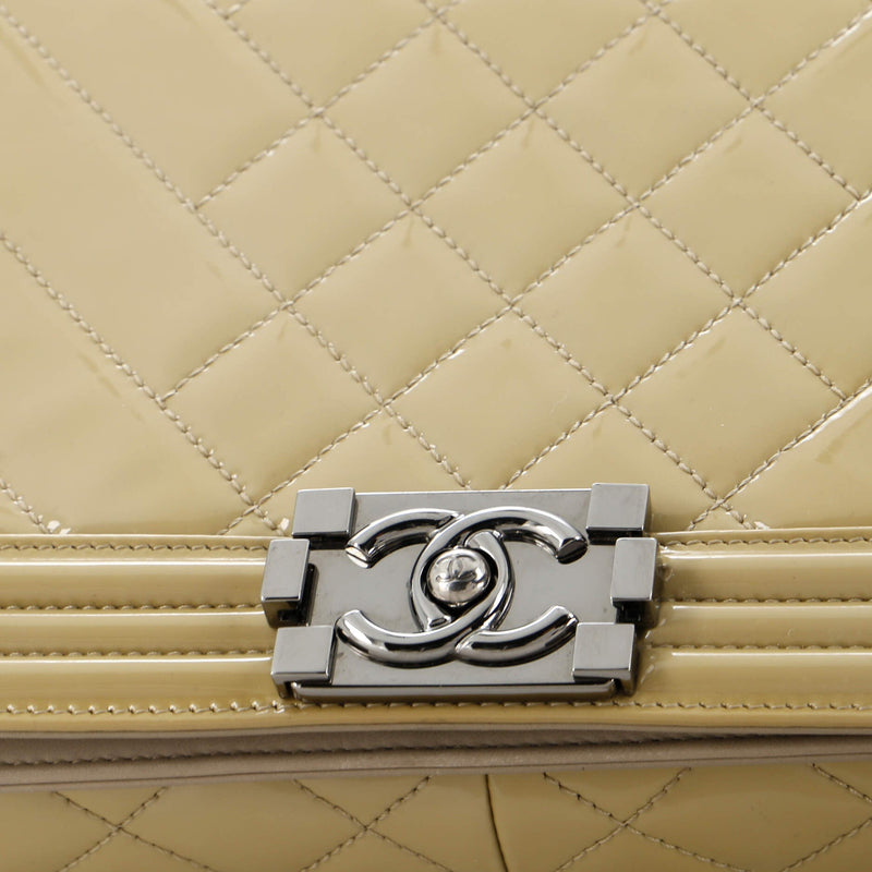 Chanel Boy Flap Bag Chevron Patent New