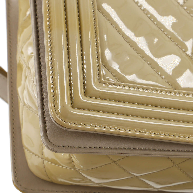 Chanel Boy Flap Bag Chevron Patent New