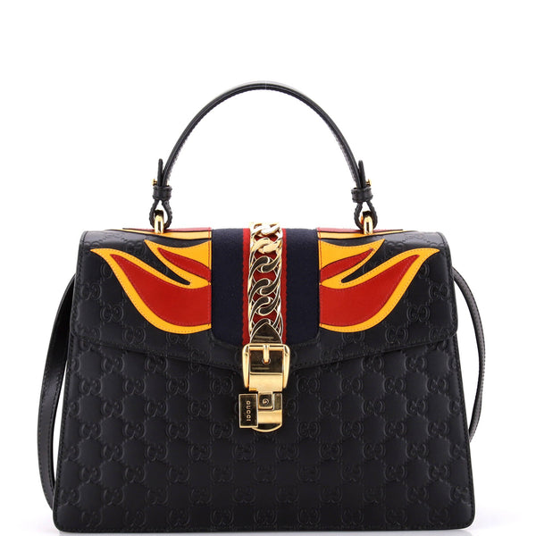 Sylvie Top Handle Bag Guccissima Leather