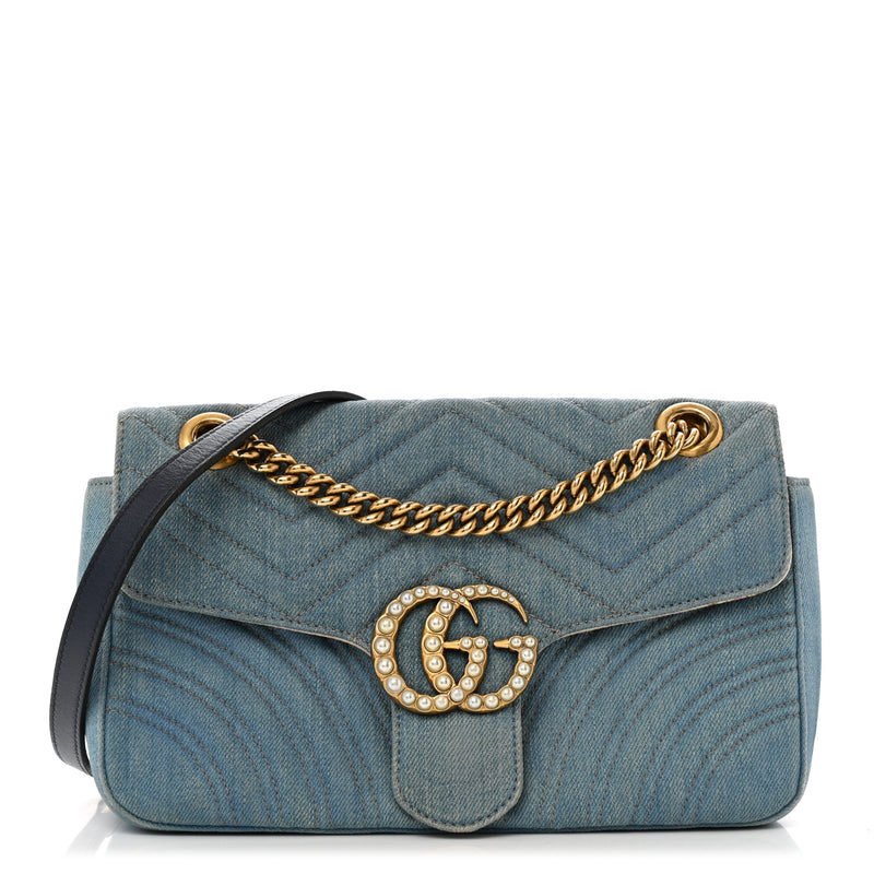 Gucci Denim Matelasse Small Pearly Gg