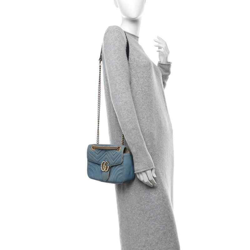 Gucci Denim Matelasse Small Pearly Gg