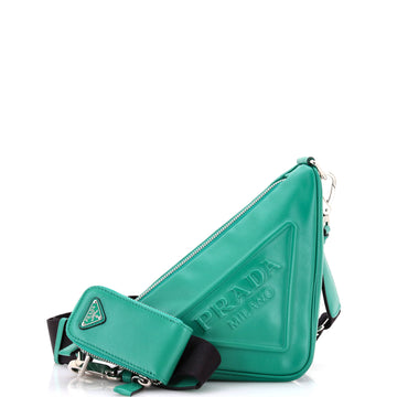 Prada Triangle Logo Zip Chain Crossbody