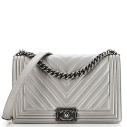 Chanel Boy Flap Bag Chevron Caviar New