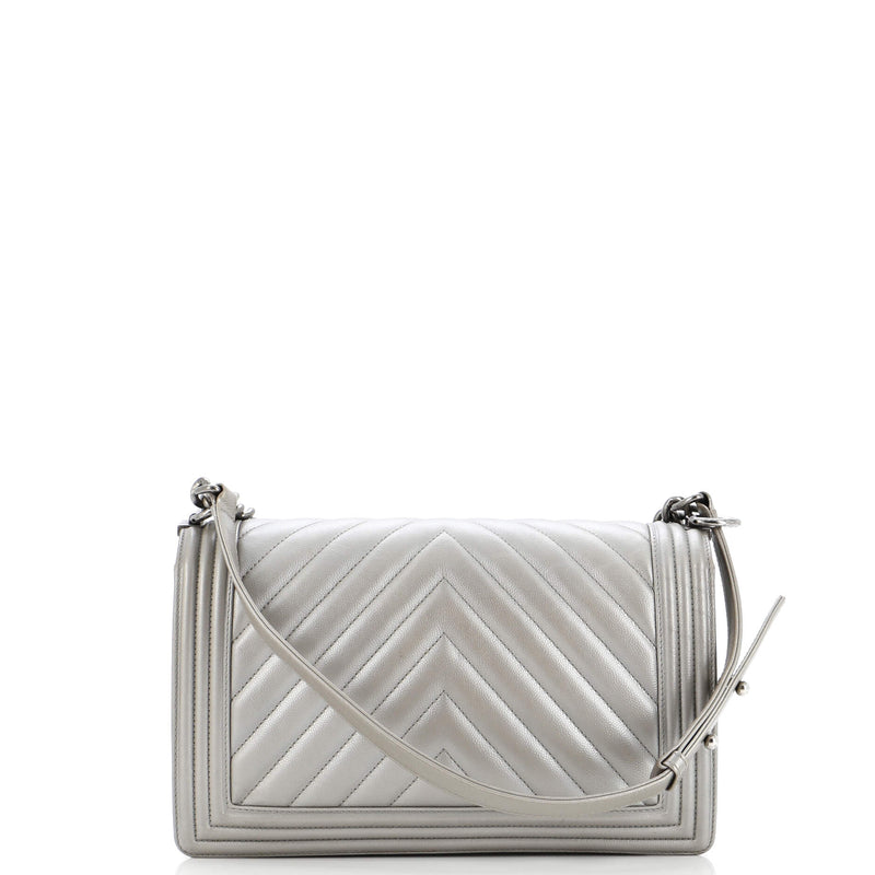 Chanel Boy Flap Bag Chevron Caviar New